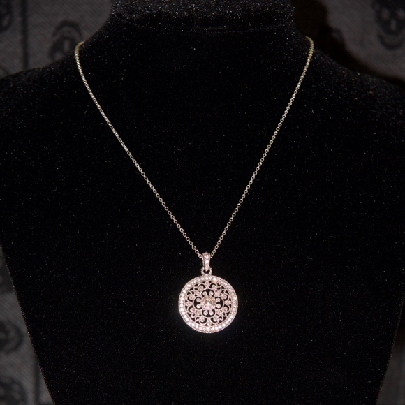 14kt Gold Dipped Topaz Detailed Pave Necklace - Picture 4 of 6